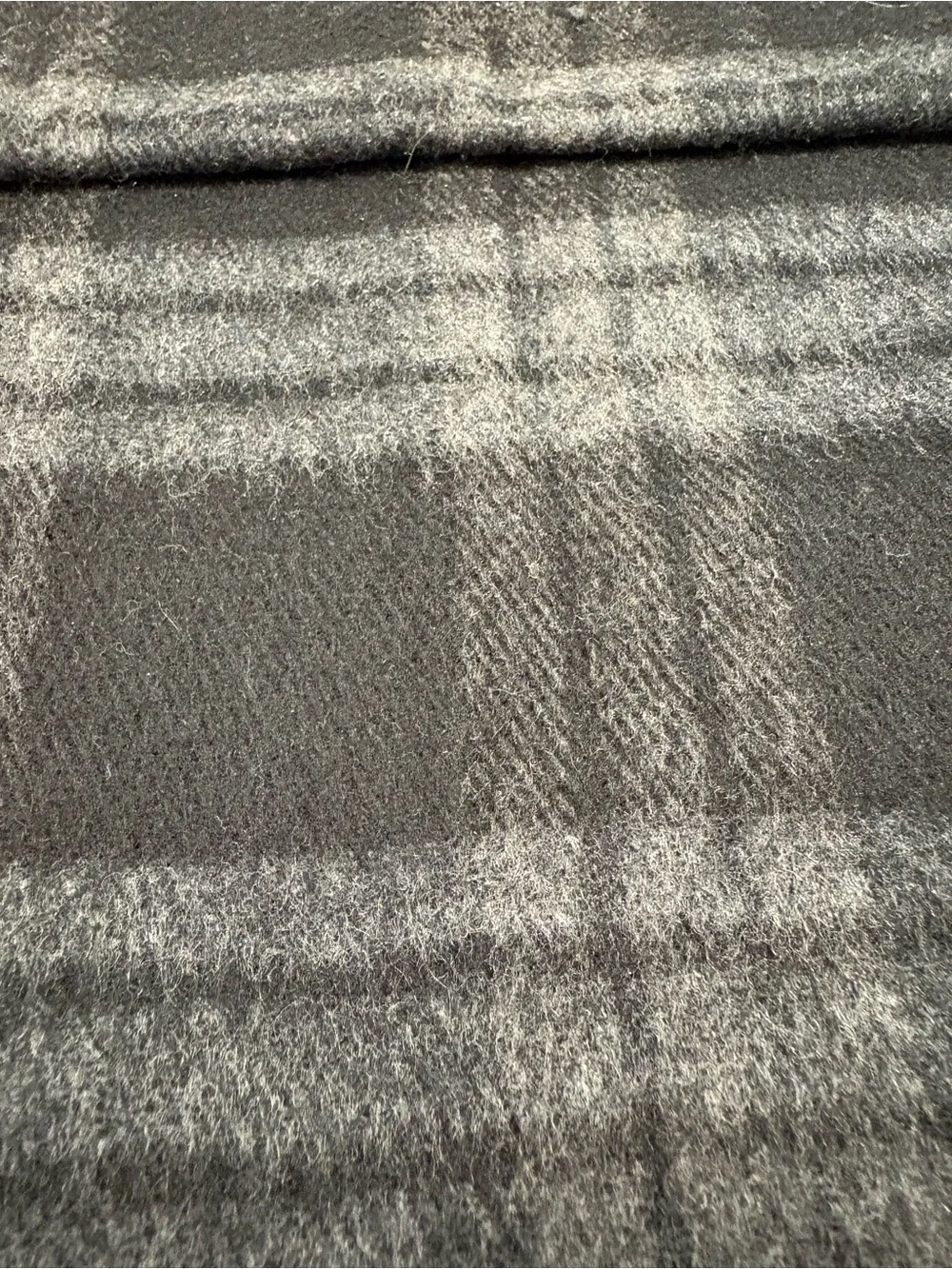 Geoffrey Beene Black and Gray Plaid CashMe Scarf with Fringe